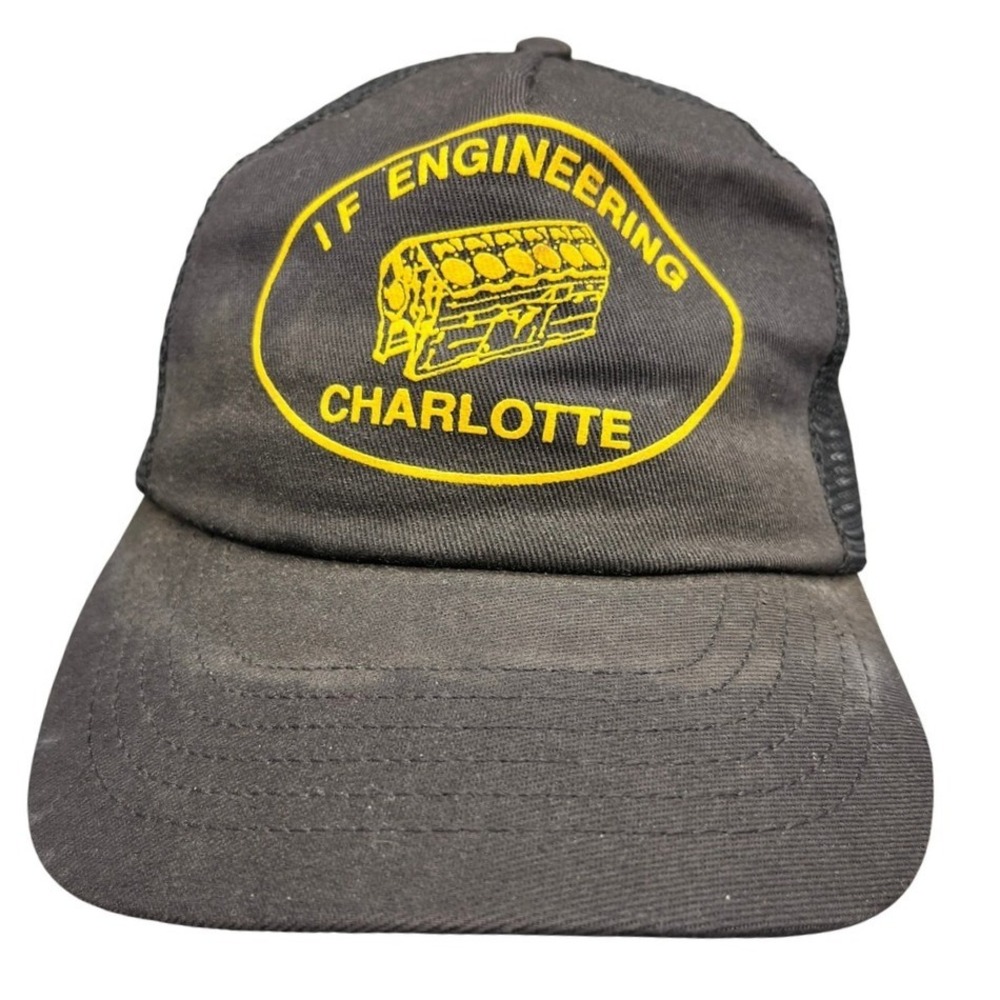 Vintage 80s IF Engineering Charlotte Mechanic Trucker Hat Mesh Snapback USA Made